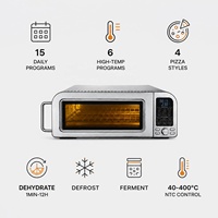 Four à pizza électrique 18L à commande tactile 2000W 400°C, contrôlé par application, en acier inoxydable, multifonction, pour comptoir