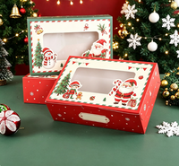 Boîte cadeau de Noël vide rouge/verte pour emballer des bonbons, des biscuits, en carton blanc, boîte cadeau créative