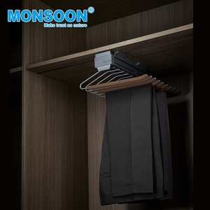 <b>Wardrobe</b> Hardware Aluminum Alloy Storage Clothes Rack Soft Close Pull Out Top-mounted Single Row Pants Hangers - Product Image 1