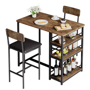American-style light luxury home dining <b>table</b> set with iron and wood structure, including chairs, <b>bar</b> <b>table</b> and chair - Product Image 3