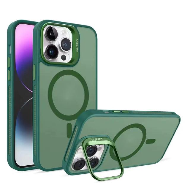 Wireless Charging Matte Phone Case Suitable for Iphone 15 14 Pro Max Plus Magnetic Phone Back Cover With Phone Holder
