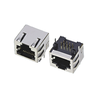 Connecteur femelle RJ45 magnétique plaqué or, blindé EMI, 8 broches, 8 cœurs, traversant le circuit imprimé, pour LED, GLGNET