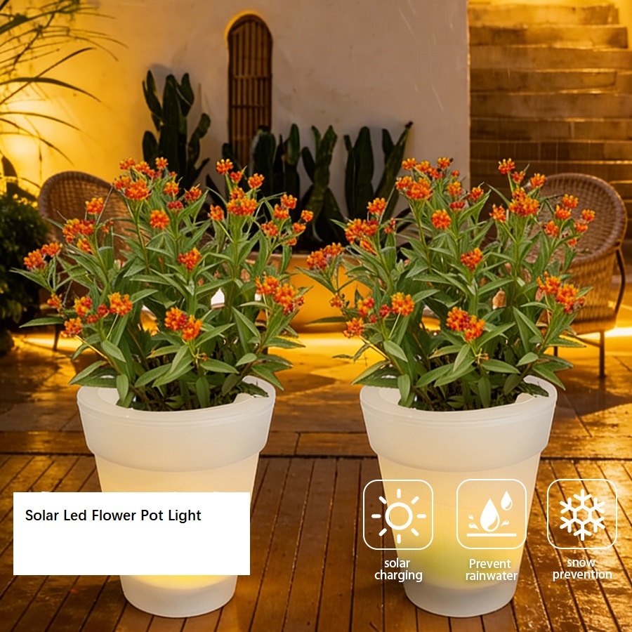 Waterproof IP65 Solar LED Flower Pot Light for Outdoor Garden Lane Pathway Gate Lawn Landscape Decor