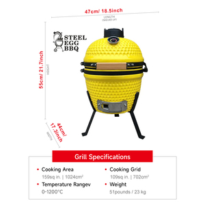 SEB <span class=keywords><strong>KAMADO</strong></span> <span class=keywords><strong>Mini</strong></span> Barbecue Portable Personnalisable 13 Pouces Céramique Charbon De Bois Cuisine Extérieure BBQ <span class=keywords><strong>KAMADO</strong></span> <span class=keywords><strong>Grill</strong></span> - Product Image 2