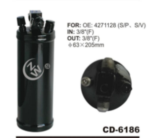 <span class=keywords><strong>ZW</strong></span> CD-6186 63*205 mm Filtre déshydrateur récepteur en fer pour système de climatisation automobile 4271128 - Product Image 4