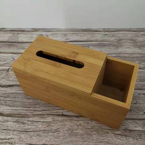 Caja de pañuelos de bambú con compartimento de almacenamiento de 25x13x12cm para organización de escritorio - Product Image 2