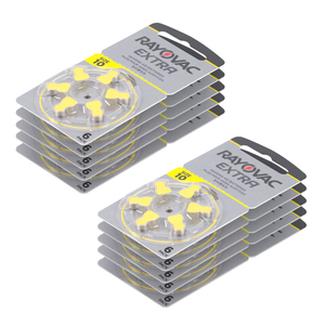 60 piles/boîte <span class=keywords><strong>Rayovac</strong></span> Extra 1,45 V, taille 10, piles zinc-air pour aides auditives - Product Image 1