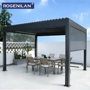 Pergola bioclimatique extérieure en aluminium imperméable à l'eau avec <span class=keywords><strong>toit</strong></span> à lamelles réglables électriquement Rogenilan pour jardin et <span class=keywords><strong>terrasse</strong></span> - Product Image 2