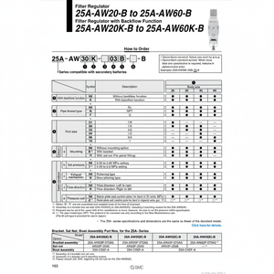 Régulateur de filtre à air pneumatique SMC modèle 25A-AW20-02B-B - Product Image 1