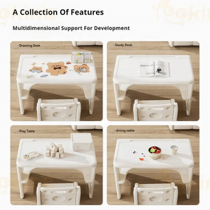 Table d'étude multifonctionnelle en plastique pour enfants Table et chaise d'apprentissage pliantes pour enfants avec planche à dessin effaçable - Product Image 4