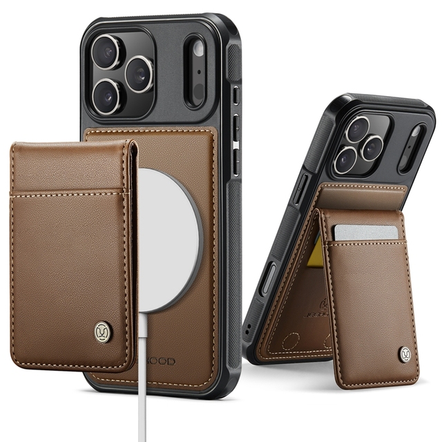Magnetic 2 in 1 Leather case Back Cover with Card Slots for iPhone 17/17 Pro/17 Promax/16/15/14/13 Wireless Charge Design