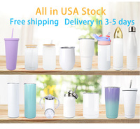 Almacén estadounidense Listo para enviar 12oz 350ml Doble pared Bpa Acero inoxidable Sippy Cup Niños Botella de agua Sublimación Vaso en blanco