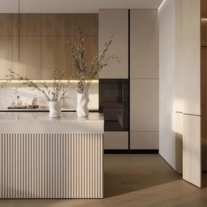 أثاث منزلي مخصص VC ، خزانة مطبخ فاخرة من الخشب الصلب بتصميم مخصص من البلوط الأبيض المدمج في الجدار - Product Image 3