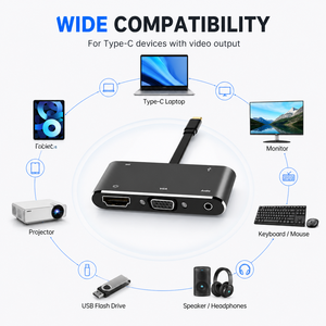 Hub USB C 5 en 1, adaptateur multiport <span class=keywords><strong>HDMI</strong></span> 4K VGA 1080P, USB 3.0 5 Gbps, charge PD, prise audio pour MacBook Pro, ordinateur portable - Product Image 6