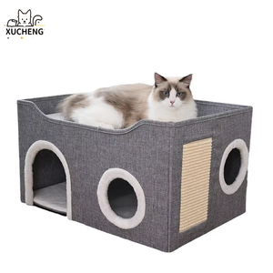 Hot Selling Double Layer Pet <span class=keywords><strong>Bed</strong></span> Umwelt freundliches, vollständig geschlossenes, faltbares Katzen bett <span class=keywords><strong>Cube</strong></span> Apartment Solid Pattern <span class=keywords><strong>Cat</strong></span> <span class=keywords><strong>Bed</strong></span> - Product Image 1