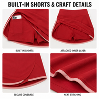 Jupe-short de tennis personnalisée pour femme, taille haute, avec bordure contrastante, short intégré et poches, pour le sport et l'entraînement sur le court de tennis