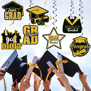 Décorations de fête de remise <span class=keywords><strong>des</strong></span> diplômes 2025 : Guirlande spirale, ornements en nid d'abeille et drapeaux pour cérémonie de remise <span class=keywords><strong>des</strong></span> diplômes - Product Image 1