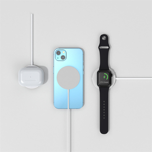 Caricatore <span class=keywords><strong>Portatile</strong></span> per <span class=keywords><strong>Smartphone</strong></span> 3 in 1, Base di Ricarica Wireless Magnetica per Telefono, Auricolari e Orologio, Stazione di Ricarica Wireless Magnetica - Product Image 3