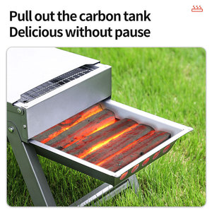 Barbecue au charbon de bois pliable, portable et compact pour l'extérieur, avec plateau latéral et grille, idéal pour les pique-niques et le camping - Product Image 2
