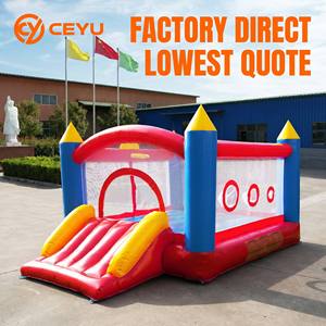 Ceyu Nouveauté Populaire Vente en Gros Château Gonflable Robuste en PVC pour Enfants avec Toboggan et Jeux Multiples (Basketball, Cible de Football) pour Jardin - Product Image 1