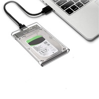 Casing eksternal plastik transparan, Hard Disk Drive 3.0 Tipe C 3.1 2.5 inci HDD portabel SATA USB 2.5 "Ukuran