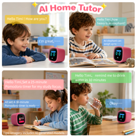 Réveil intelligent IA multifonctionnel - Dictionnaire d'étude, lecteur de musique, heure mondiale, écran tactile - Cadeau idéal pour la maison et le bureau des étudiants
