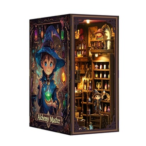 Nuevo diseño modelo Mini casa de muñecas librerí<span class=keywords><strong>a</strong></span> recuerdos respetuosos con el medio ambiente libro Nook 3D rompecabezas de madera libro Nook Kits - Product Image 2