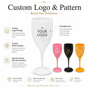 Custom Logo 6oz 180ml Unbreakable <b>Plastic</b> Wine <b>Glasses</b> Colored Reusable Champagne Flutes Goblet for Party Wedding Bar - Product Image 4