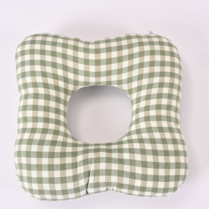 Coussin de siège anti-pression à motif quadrillé en coton lavé pour le soin des hanches et du coccyx, grande et moyenne taille - Product Image 4