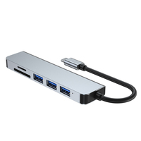 Hub USB C 6 en 1, nouveau lecteur de carte SD TF, USB 3.0, multifonction, adaptateur de données Type C, sortie vidéo 4K, modèle métallique CY069