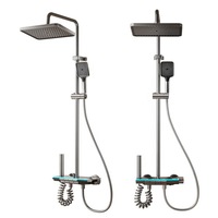 Ensemble de douche mural intelligent en céramique et aluminium, quatre fonctions, design élégant, gris anthracite, pour hôtels et salles de bain