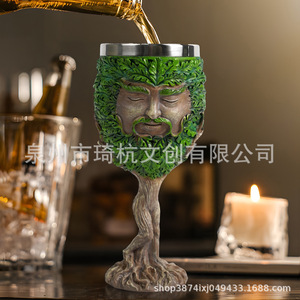 Verre à pied en résine d'arbre mythique 177 ml, isolation thermique en acier inoxydable, décoration de fête, ornement artisanal - Product Image 2