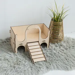 Casa de hamster personalizada, esconderijo de madeira grande para cobras, acessórios para gaiola de hamster com corrediça