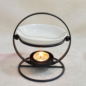 Ywbeyond Noir Irion Cadre Blanc Céramique Poêle À Huile Arôme Parfum Parfumé Photophore Aromathérapie Brûleur À L'huile Essentielle - Product Image 2