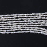Vente en gros 3.5-4mm blanc bouton forme perles d'eau douce brin 18cm