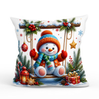 Housse de coussin décorative Père Noël Bonhomme de neige Lanterne pour canapé et décoration intérieure