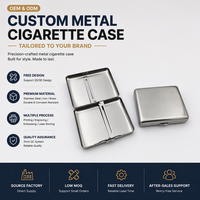 Étui à cigarettes carré en fer argenté mat personnalisé, à ouverture rabattable, avec double clip à ressort et support intérieur, gravure OEM ODM, faible MOQ, fourniture