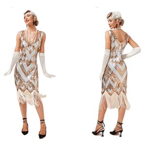 Vestido Vintage de los Años 20, Estilo <span class=keywords><strong>Gran</strong></span> Gatsby Charleston, Vestido de Lentejuelas con Flecos para Mujer, Disfraz de los Años 20 para Fiesta Temática de los Alegres Años 20 - Product Image 5