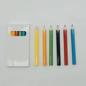 Pemasok Kustom Anak-anak 6 12 Buah Kotak Seni Mini Pensil Warna Kayu Heksagonal Yang Sudah Diasah untuk Seniman