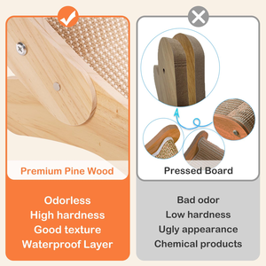 เตียงเปลญวนสำหรับแมวอยู่ข้างใน-ที่นั่งไม้เนื้อแข็งถ้วยดูดแรงสูง4ใบเบาะนุ่ม-ชั้นวางของสัตว์เลี้ยงในร่มแบบชนบท - Product Image 5