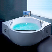 Baignoires en forme d'angle Bains à remous Baignoires jacuzzier d'intérieur pour 2 personnes avec baignoire d'hydrothérapie à jets d'air