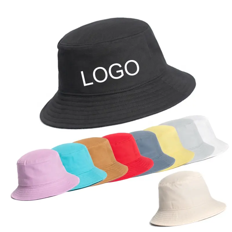 Private Label Large Designer Luxury Plain Bulk Adult Unisex Cotton Customized Logo Bucket Hat
