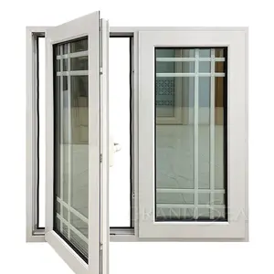 NFRC 창 80 미크론 파우더 코팅 최고 품질 알루미늄 이중 패널 곤충 스크린이있는 프랑스 여닫이 창