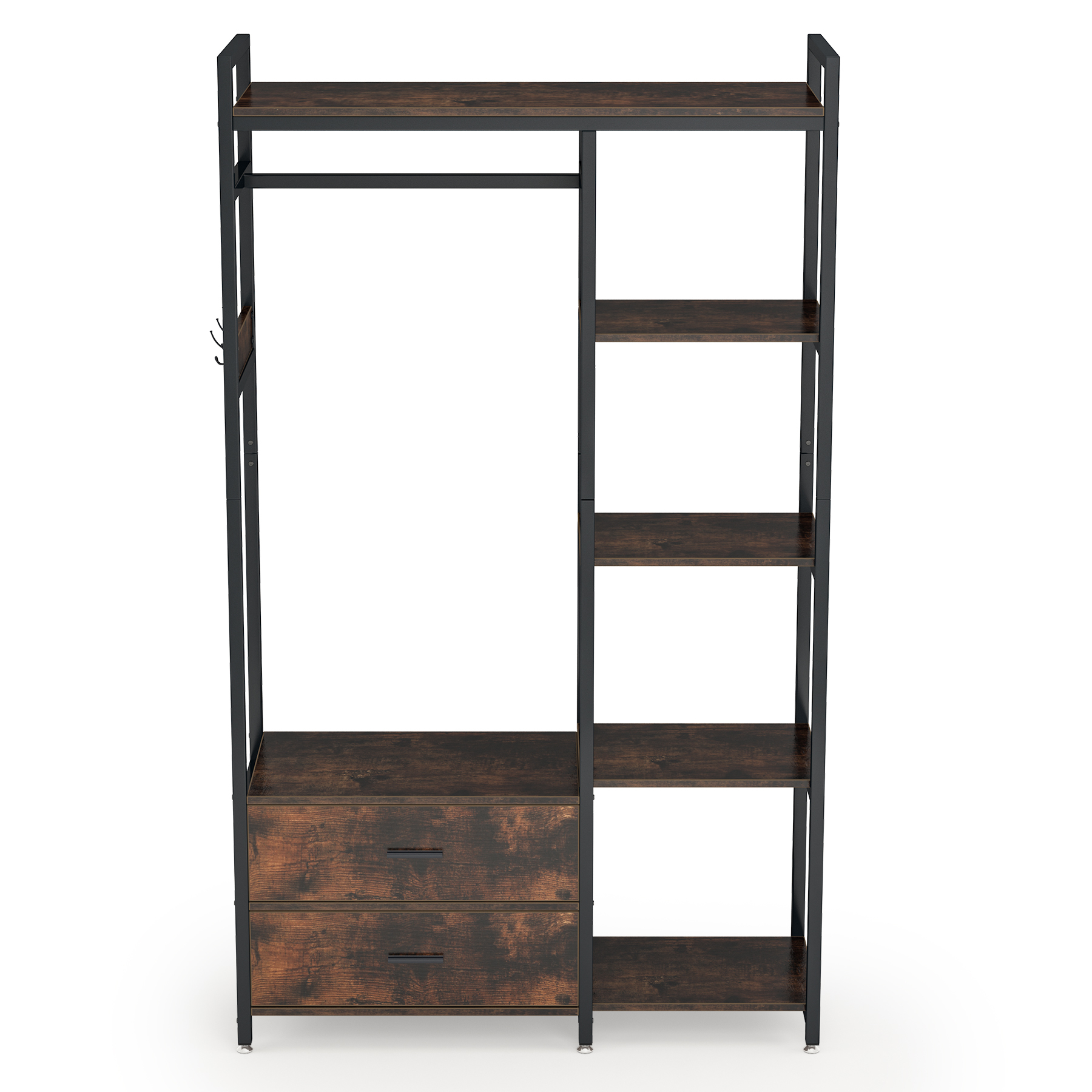 Tribesigns Multifunctional Black Clothing Rack with Drawers