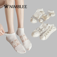 Chaussettes courtes en nylon tricoté pour femme, style japonais, blanches, fines, transparentes, en soie de verre, anti-bactériennes, qualité OEM