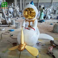 Statue d'astronaute décorative d'extérieur en fibre de verre, ensemble de figurines spatiales en résine