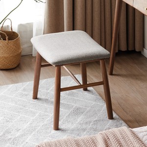 Tabouret de dressing en bois massif avec siège rembourré pour chambre à coucher, usage domestique - Product Image 1