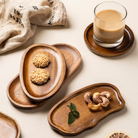 Plateau de service multifonctionnel moderne et minimaliste en bois d'acacia pour collations, thé et gâteaux, en bois massif