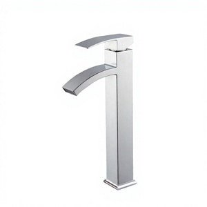 Robinet de lavabo moderne en alliage de zinc poli à montage sur plan, à trou unique, avec cartouche céramique et poignée unique, à débit contrôlé - Product Image 2