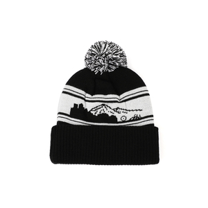 Produits très vendus <span class=keywords><strong>Bonnet</strong></span> d'hiver <span class=keywords><strong>à</strong></span> <span class=keywords><strong>pompon</strong></span>, 100% acrylique Bonnets unisexes pour enfants, Patch brodé <span class=keywords><strong>Bonnet</strong></span> jacquard <span class=keywords><strong>noir</strong></span> - Product Image 6